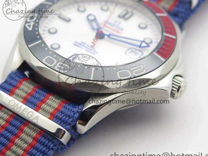 0213 FashionForward Seamaster 300M 007 SS URF 1:1 Best Edition White Dial Ceramic Bezel On Nylon Strap A2507(Free SS Bracelet) 8118